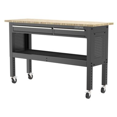 CRAFTSMAN 6 Ft. 2-Drawer Adjustable Height Workbench, Black