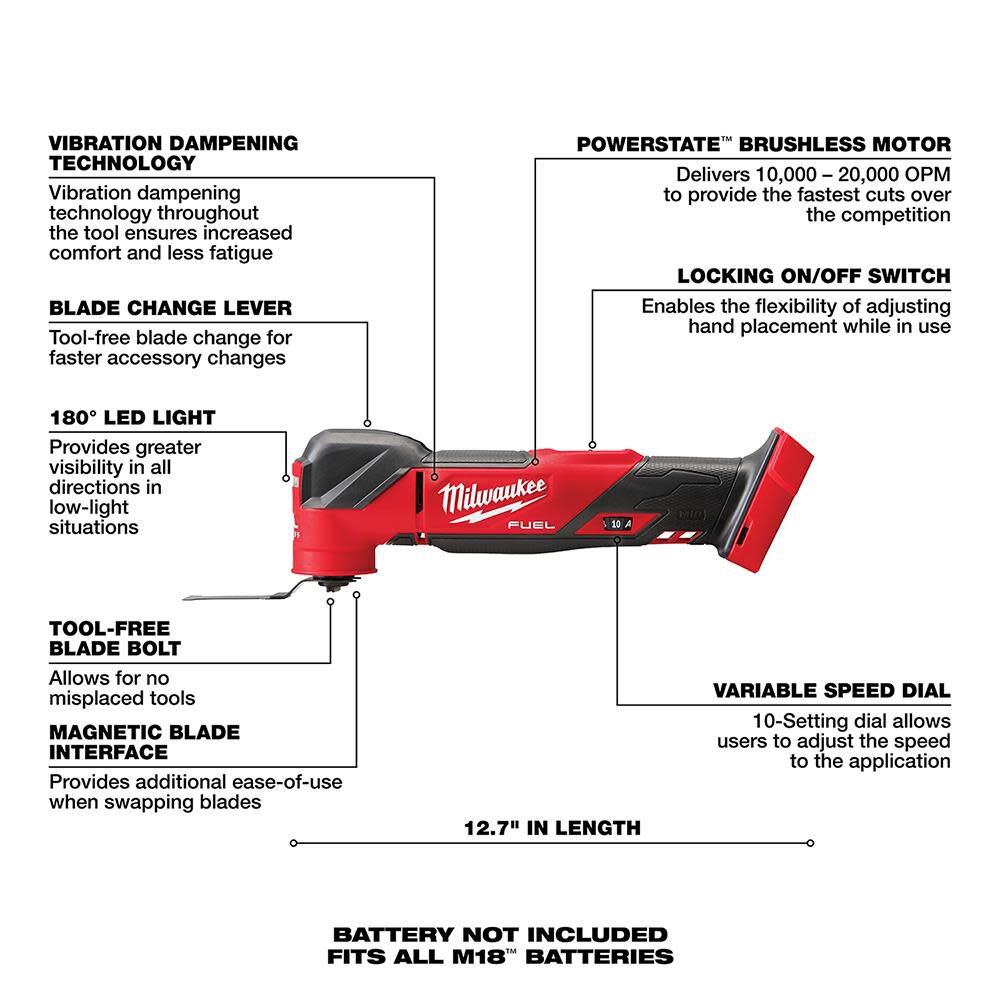 Milwaukee M18 FUEL Oscillating Multi-Tool & 9pc OPEN-LOK Multi-Tool Blade Bundle, large image number 7