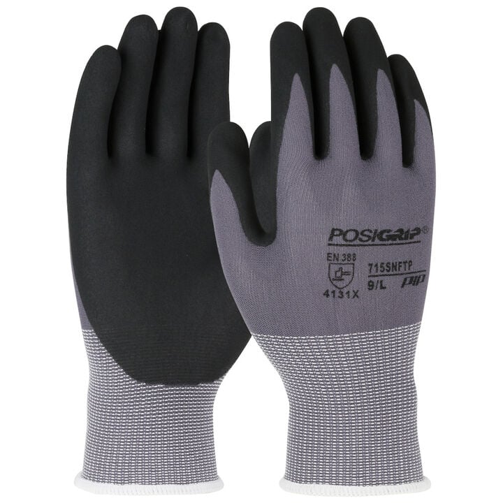 Protective Industrial Products Gloves Gray PosiGrip Seamless Knit Nylon with Nitrile Large 12 Pairs