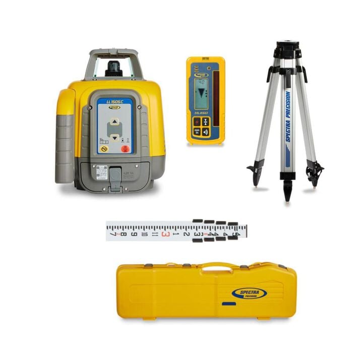 Spectra Precision Laser Level with HL450 Receiver, GR152, Flat Head Tripod