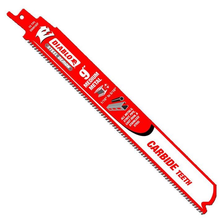 Diablo Tools 9in Steel Demon Carbide Recip Blades for Medium Metal (1/16in - 5/16in) Cutting (3 pk), large image number 0
