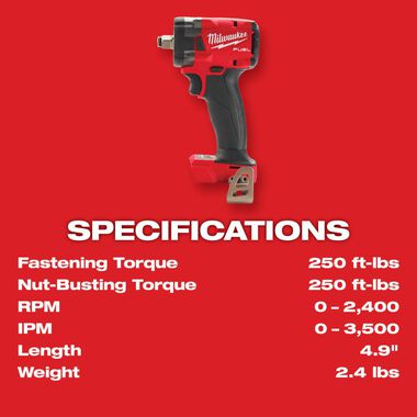 Milwaukee M18 FUEL 1/2 Compact Impact Wrench with Friction Ring (Bare Tool), large image number 6