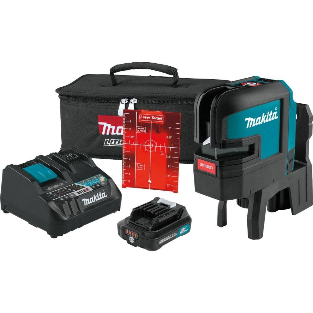 Makita 12V max CXT Self-Leveling Cross-Line/4-Point Red Beam Laser Kit – SK106DNAX