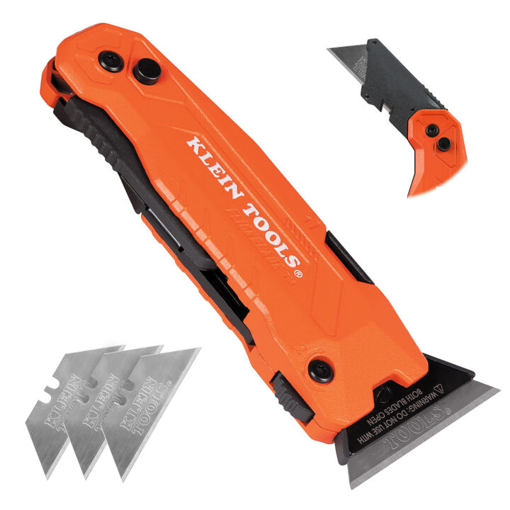 Klein Tools FLICKBLADE 2-in-1 Utility Knife / Scraper with Blade Storage