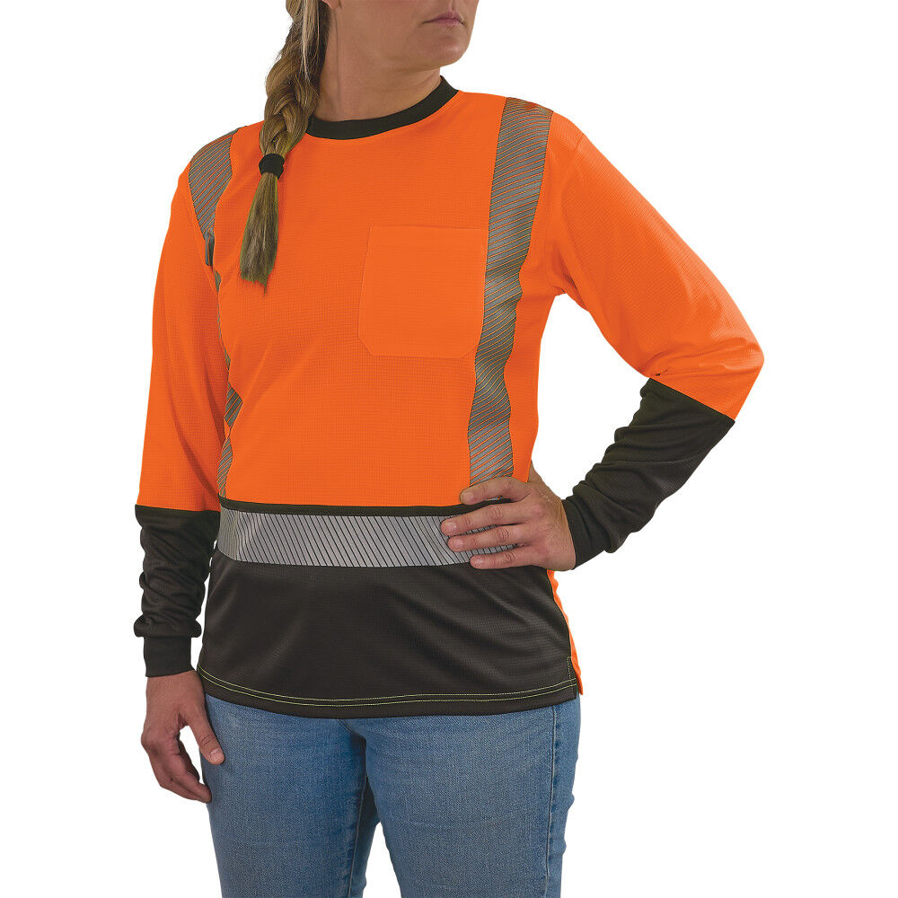 Ergodyne GloWear 8278BK Womens Performance Class 2 Long Sleeve Shirt Hi-Vis Orange Size XS - 22341