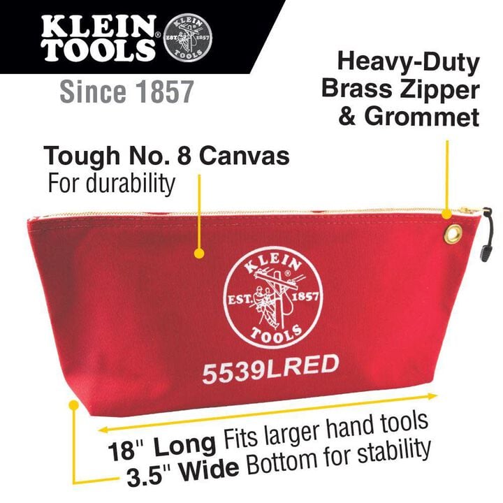 Klein Tools Canvas Tool Bag with Zipper Red, large image number 1