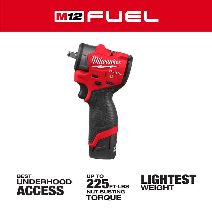 Milwaukee M12 FUEL 3/8 Inch Subcompact Impact Wrench with Friction Ring Kit, large image number 1