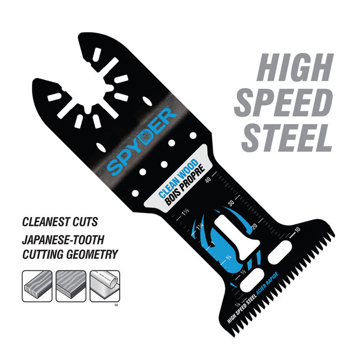 Spyder Oscillating Tool Blade, 1.75 Inch Width x 2 Inch HSS Wood Cutting Blade, large image number 2