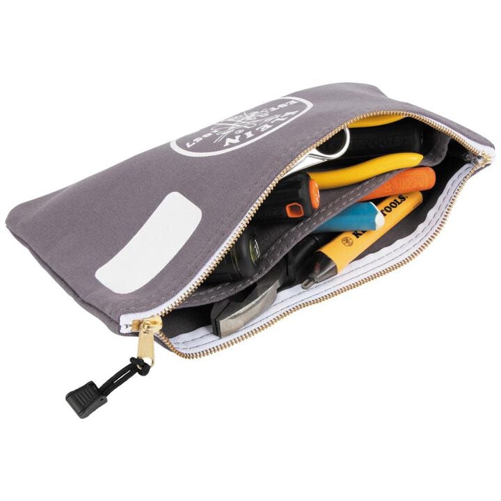 Klein Tools Canvas Zipper Bag with Divider, Gray, large image number 10