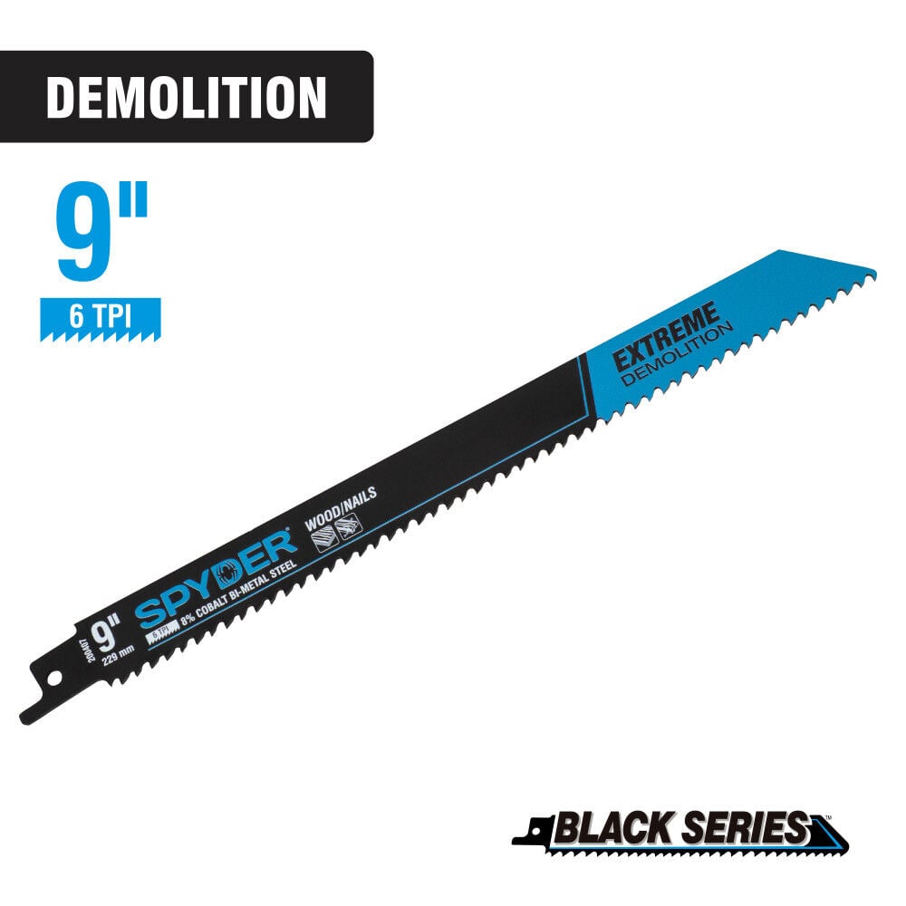 Spyder 9 Inch 6 TPI Bi-Metal Demolition Reciprocating Saw Blade, large image number 4