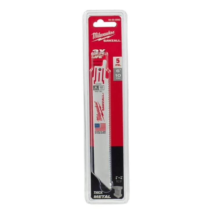 Milwaukee 6 in. 10 TPI Thin Kerf SAWZALL Blades 5PK, large image number 9
