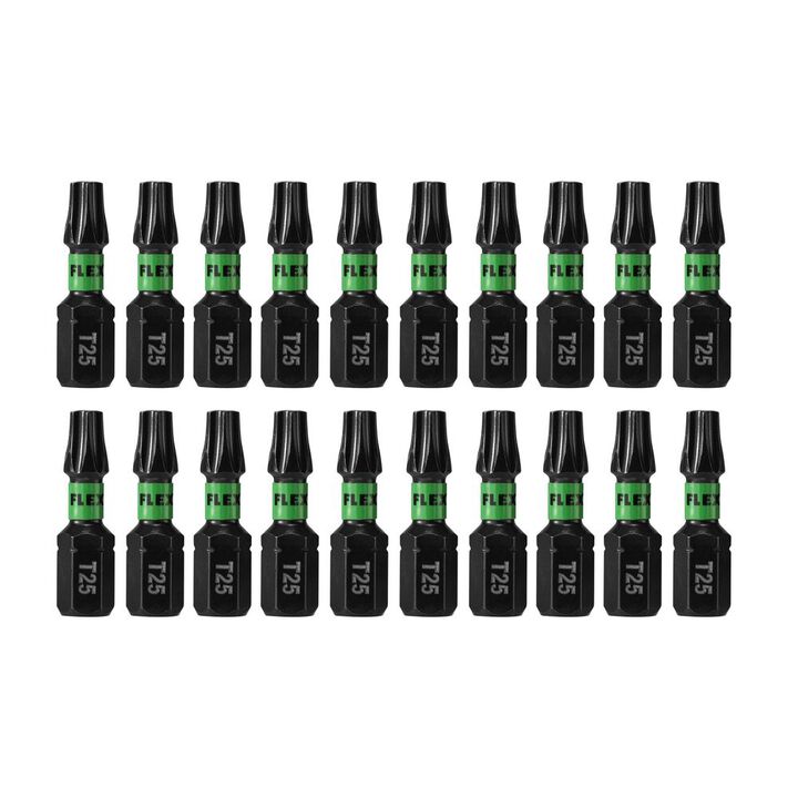 FLEX IMPACKS 1 Inch T25 Impact Driver Bit Set, 20 Pieces, large image number 1