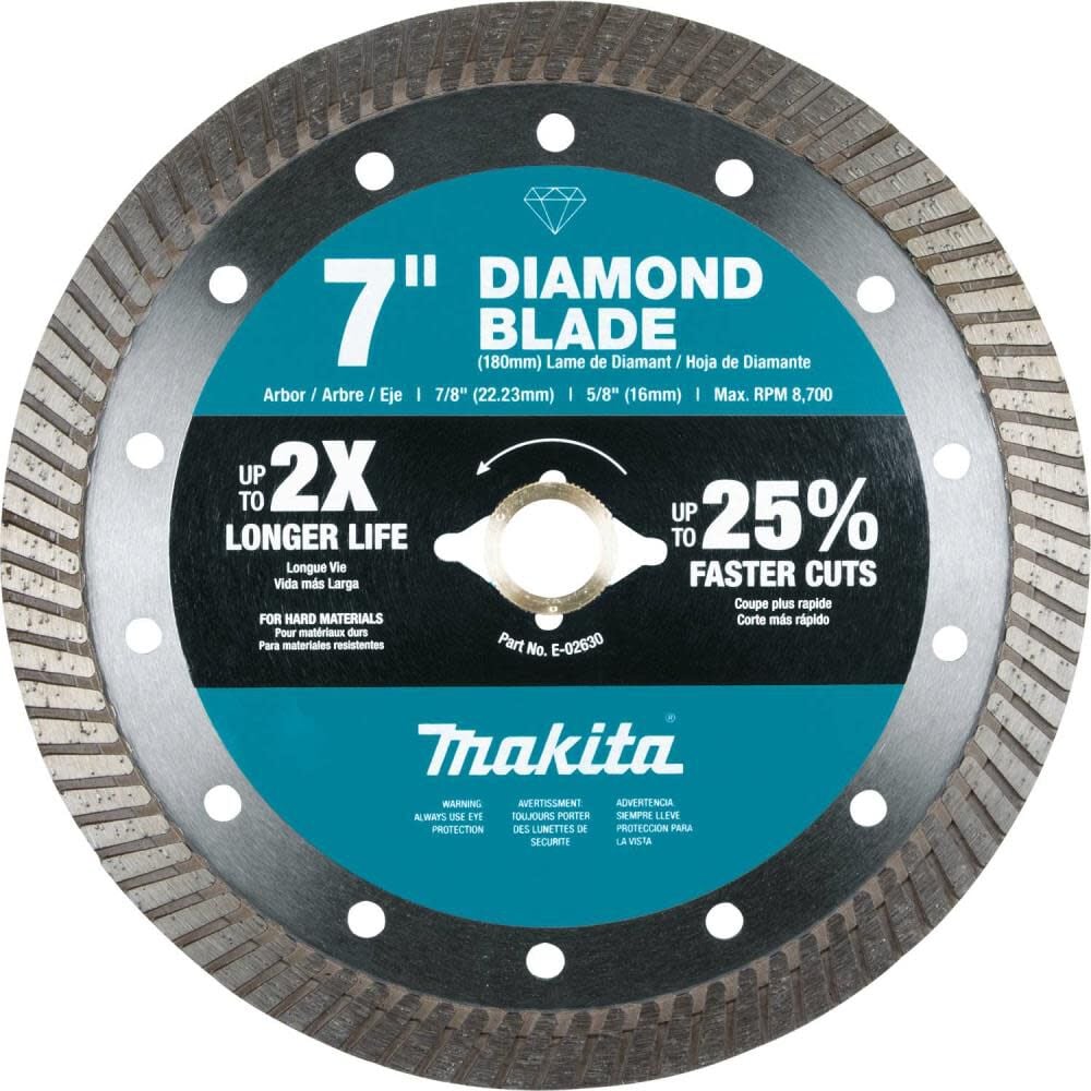 Makita 7 Inch Turbo Rim Diamond Blade for Concrete and Stone – E-02630