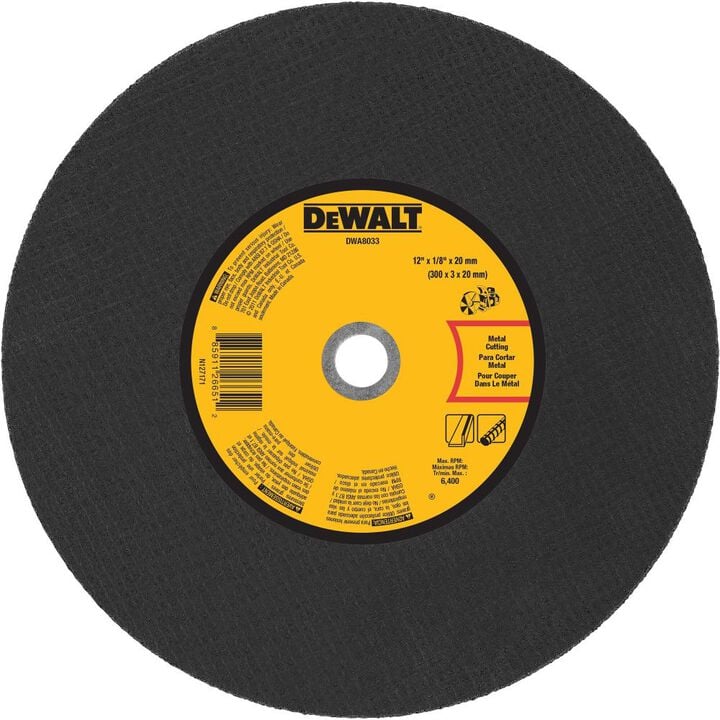DEWALT 12 Inch x 1/8 Inch x 20mm Arbor Metal Portable Saw Cut-Off Wheel, large image number 0