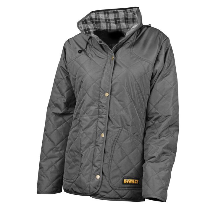 DEWALT Womens Flannel Lined Quilted Heated Jacket Kit Charcoal Medium, large image number 0