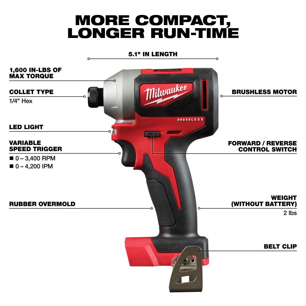 Milwaukee M18 Compact Brushless Drill Driver Impact Driver Combo Kit 2892 22ct Simolary simolary.com 8