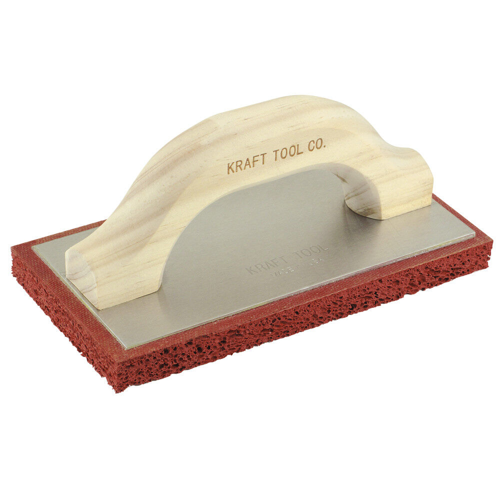 Kraft Tool Co 8 Inch x 4 Inch Coarse Cell Red Rubber Float with Wood Handle, large image number 2