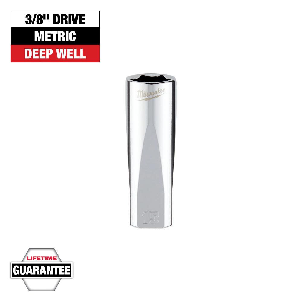 Milwaukee 3/8 in. Drive 15mm Metric 6-Point Deep Socket, large image number 9