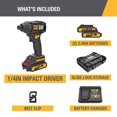 CAT 18V 1 FOR ALL 1/4 in Impact Driver Two Battery Cordless Kit, large image number 1