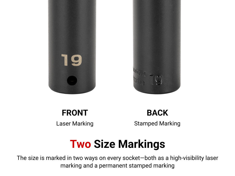Tekton 1/2 Inch Drive Deep 6 Point Impact Socket Set, Rails, 8 Pieces 39-50 mm, large image number 2
