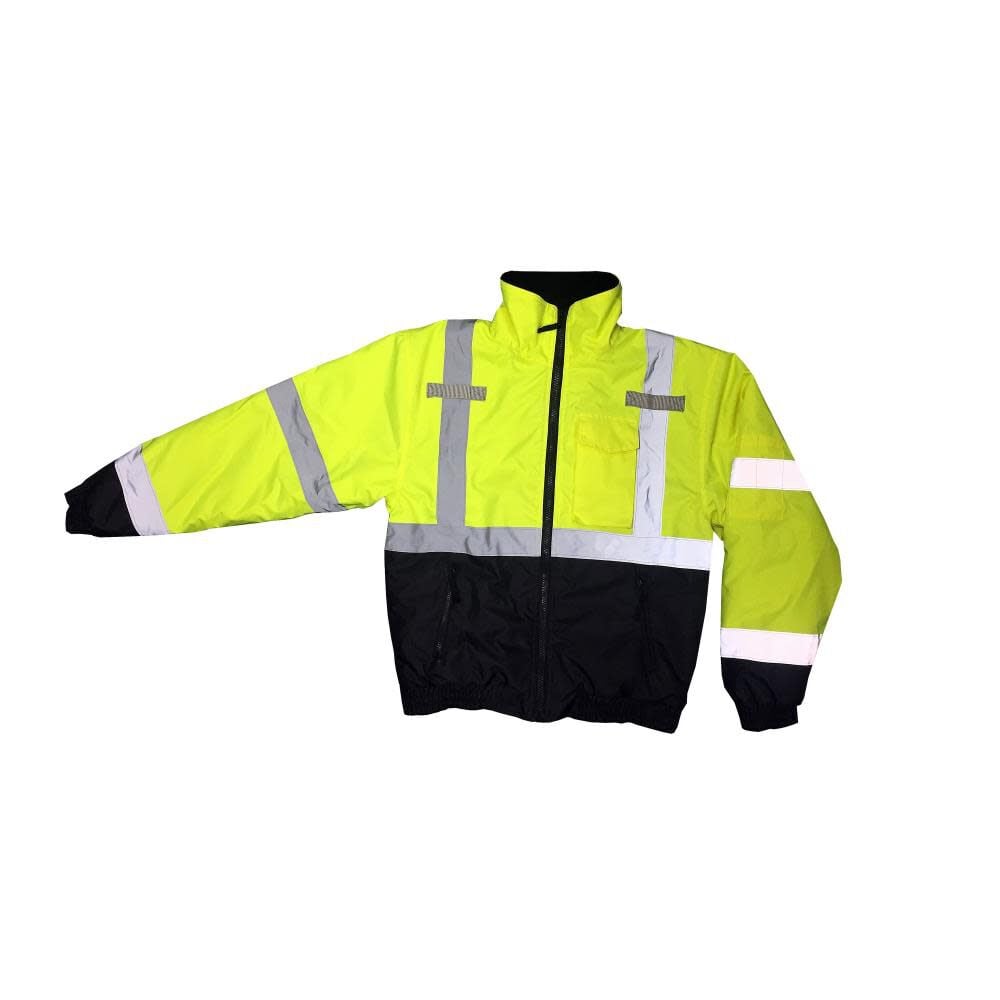 Radians Class 3 Bomber Jacket Hi Viz Weather Proof Quiltedgreen/black Xl - Picture 2 of 4