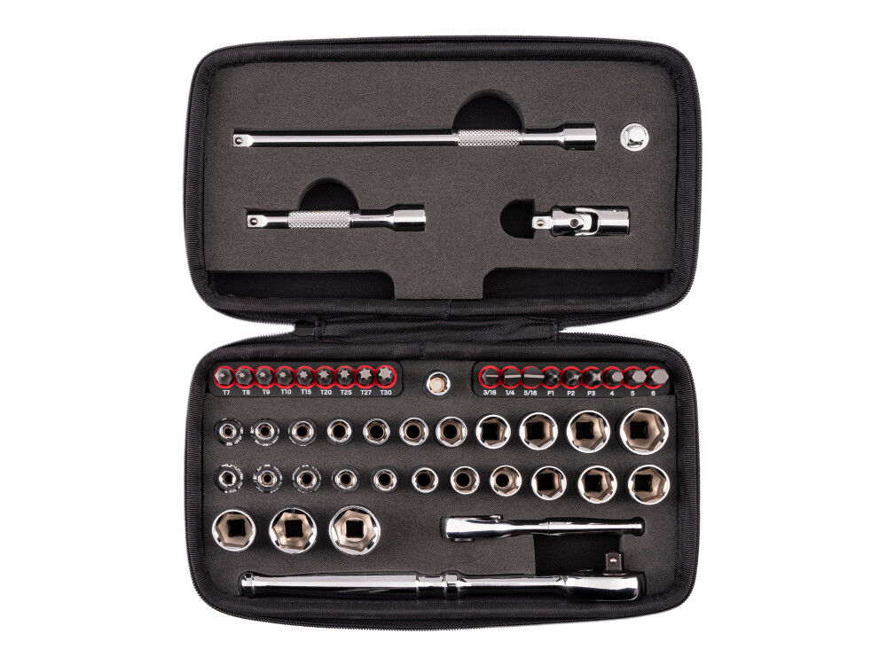 Tekton 1/4 Inch 6 Point Small Engine Repair Kit, QR Ratchet and Case, 50 Pieces, large image number 2