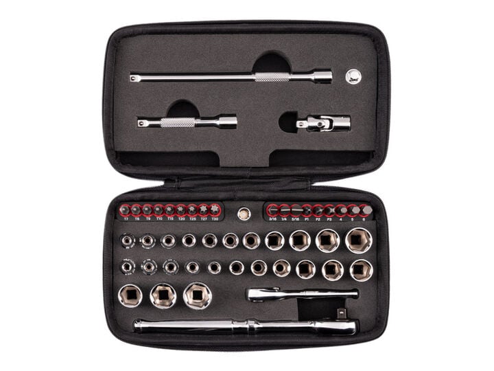 Tekton 1/4 Inch 6 Point Small Engine Repair Kit, QR Ratchet and Case, 50 Pieces, large image number 1