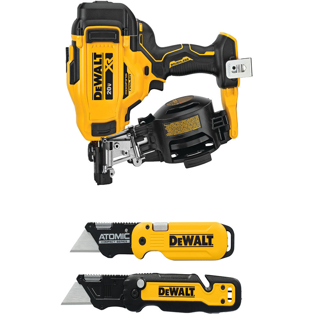 DEWALT 20V MAX Cordless Roofing Nailer & Utility Knife Set Bundle, large image number 1
