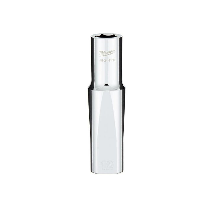 Milwaukee Promotional 1/2 Inch Drive 12mm Metric 6-Point Deep Socket with FOUR FLAT Sides
