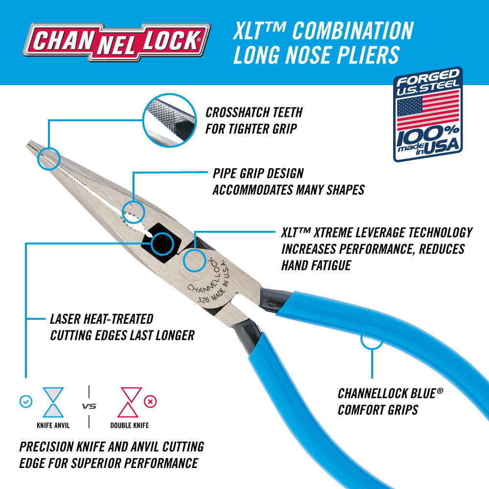 Channellock 6in Long Nose Plier with Side Cutter, large image number 3