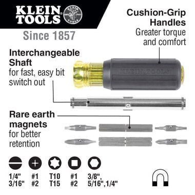 Klein Tools 11-in-1 Magnetic Screwdriver/Nut Driver, large image number 1