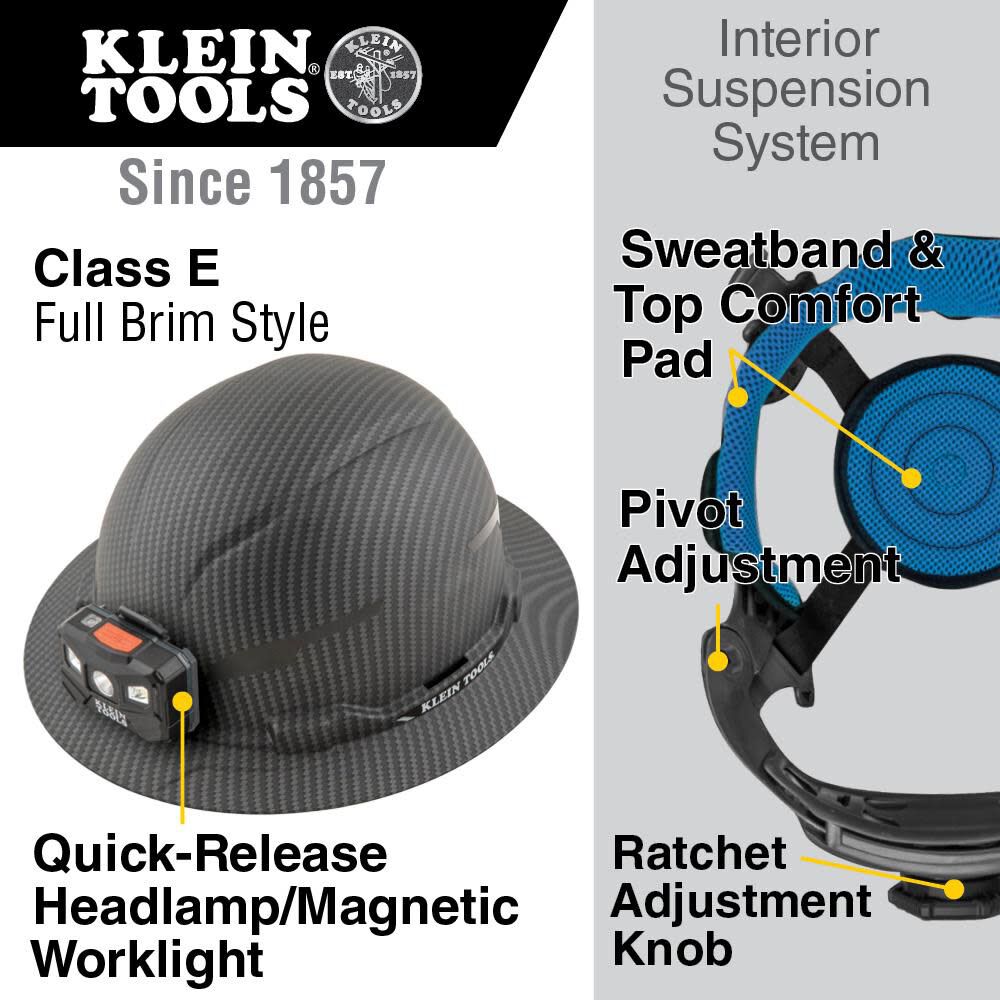 Klein Tools Hard Hat Class E with Lamp 60346 from Klein Tools Acme Tools