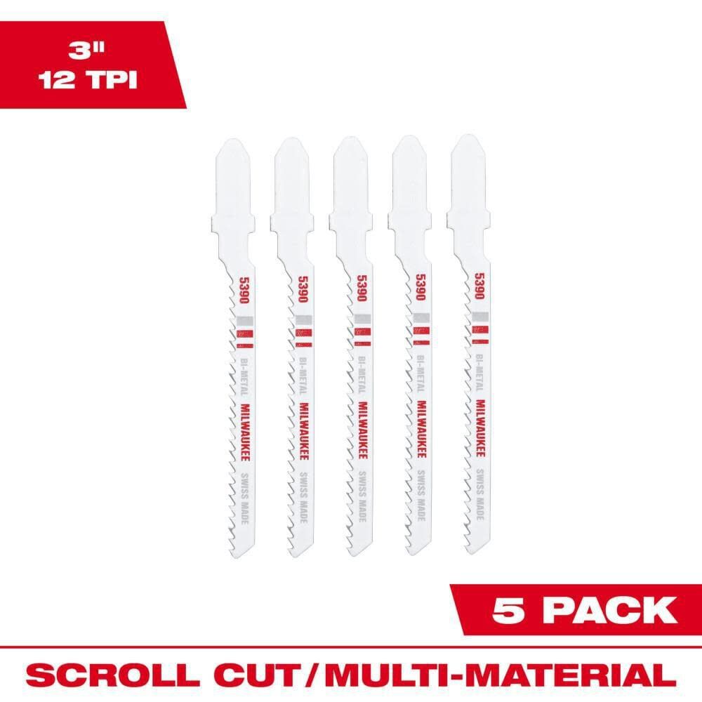 Milwaukee 3 in. 12 TPI Bi-Metal Jig Saw Blade 5PK, large image number 1