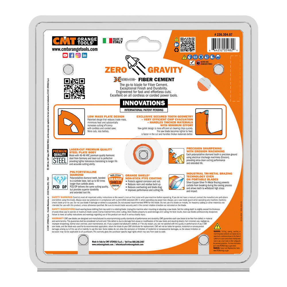 CMT 7-1/4 Inch x 5/8 Inch Zero Gravity Fiber Cement Saw Blade, large image number 3