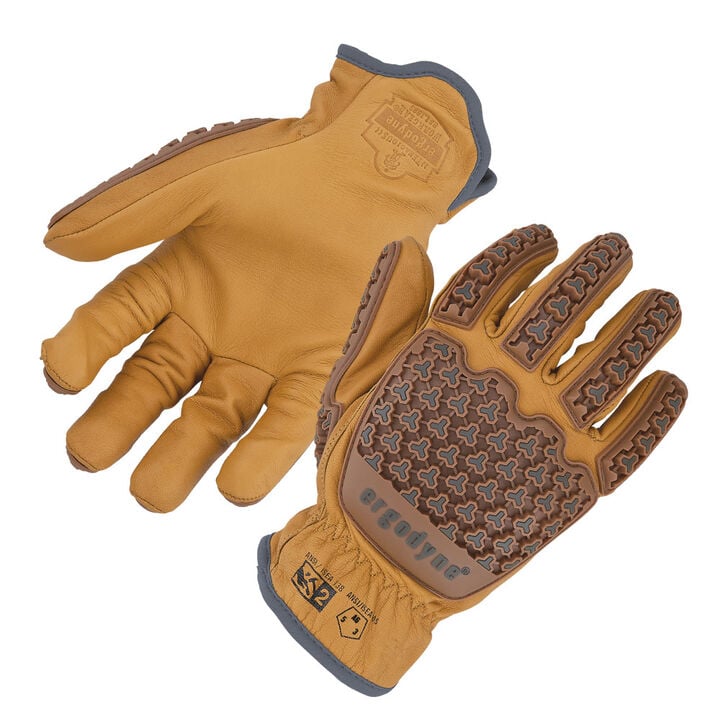 Ergodyne 713 Goatskin Leather Cut-Resistant Impact Gloves Small Brown