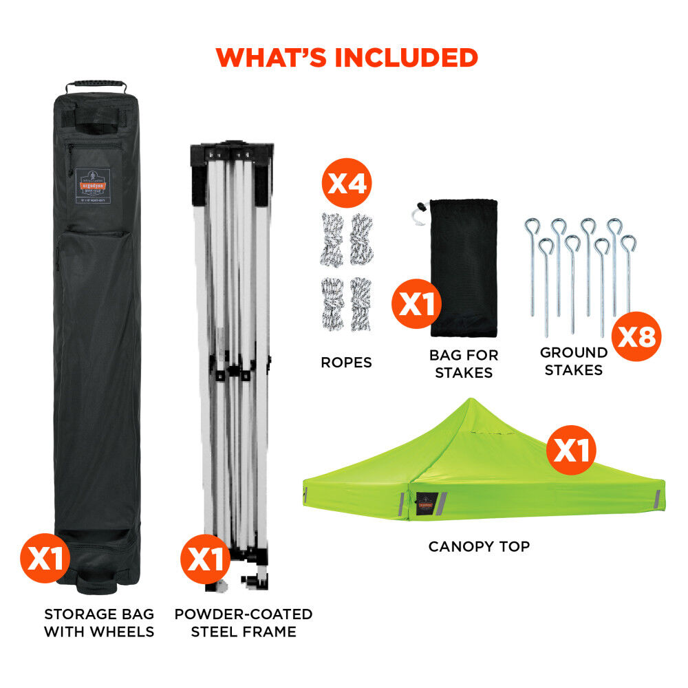 Ergodyne 10 Ft x 10 Ft Heavy Duty Pop-Up Tent Hi-Vis Green, large image number 7