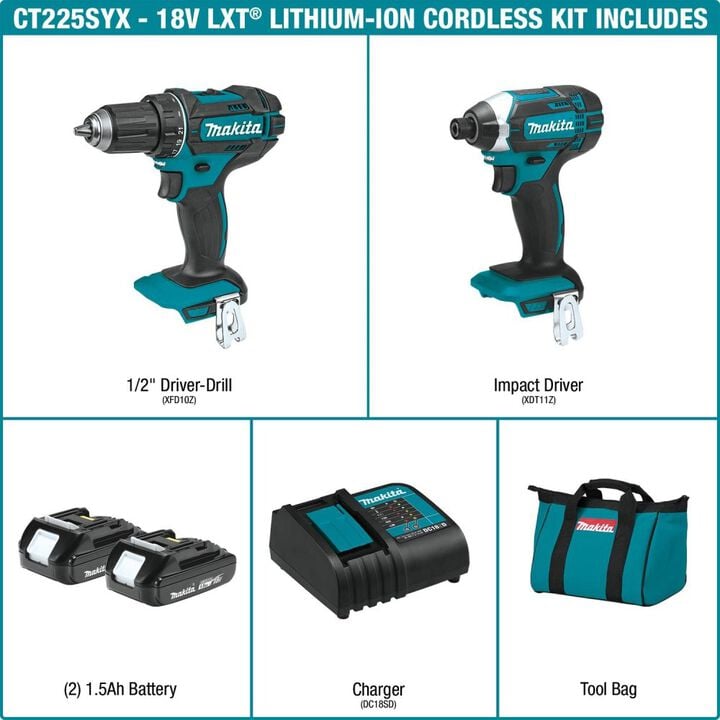 Makita 18V LXT Cordless 2 pc Combo Kit (1.5Ah), large image number 5