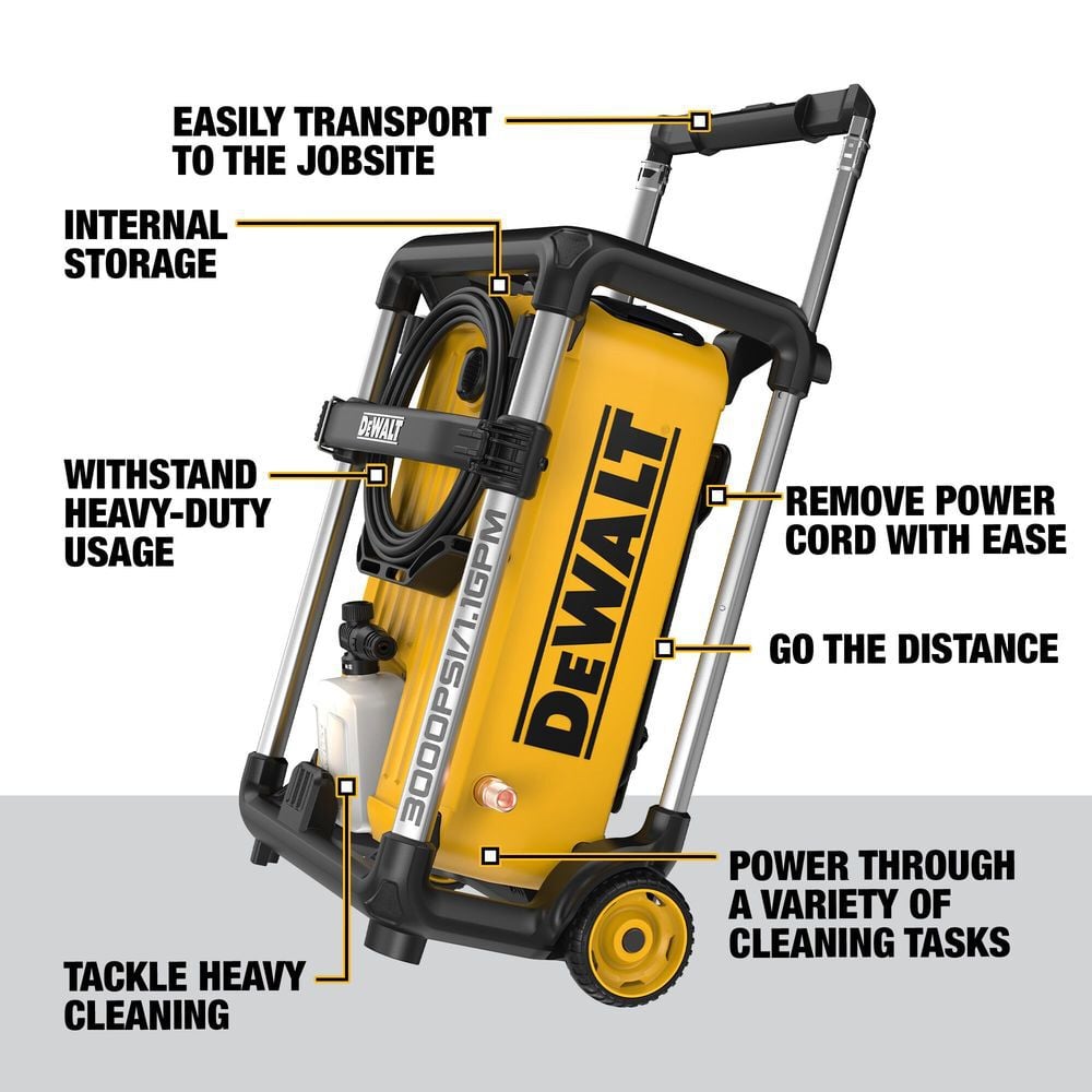 DEWALT 3000 PSI 1.1 GPM Electric Cold Water Pressure Washer with 4 Spray Nozzles, large image number 5