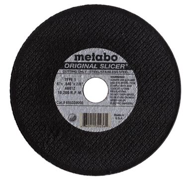 Metabo 6In x 0.040In x 7/8In A60TZ Slicer Wheel, large image number 0