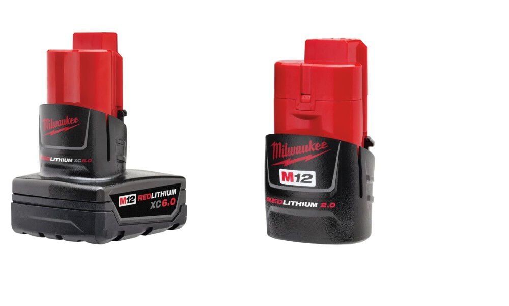 Milwaukee M12 REDLITHIUM 12V 2Ah/6Ah Lithium Ion Power Tool Battery Pack (2 Pack) – 48-11-2460-2420