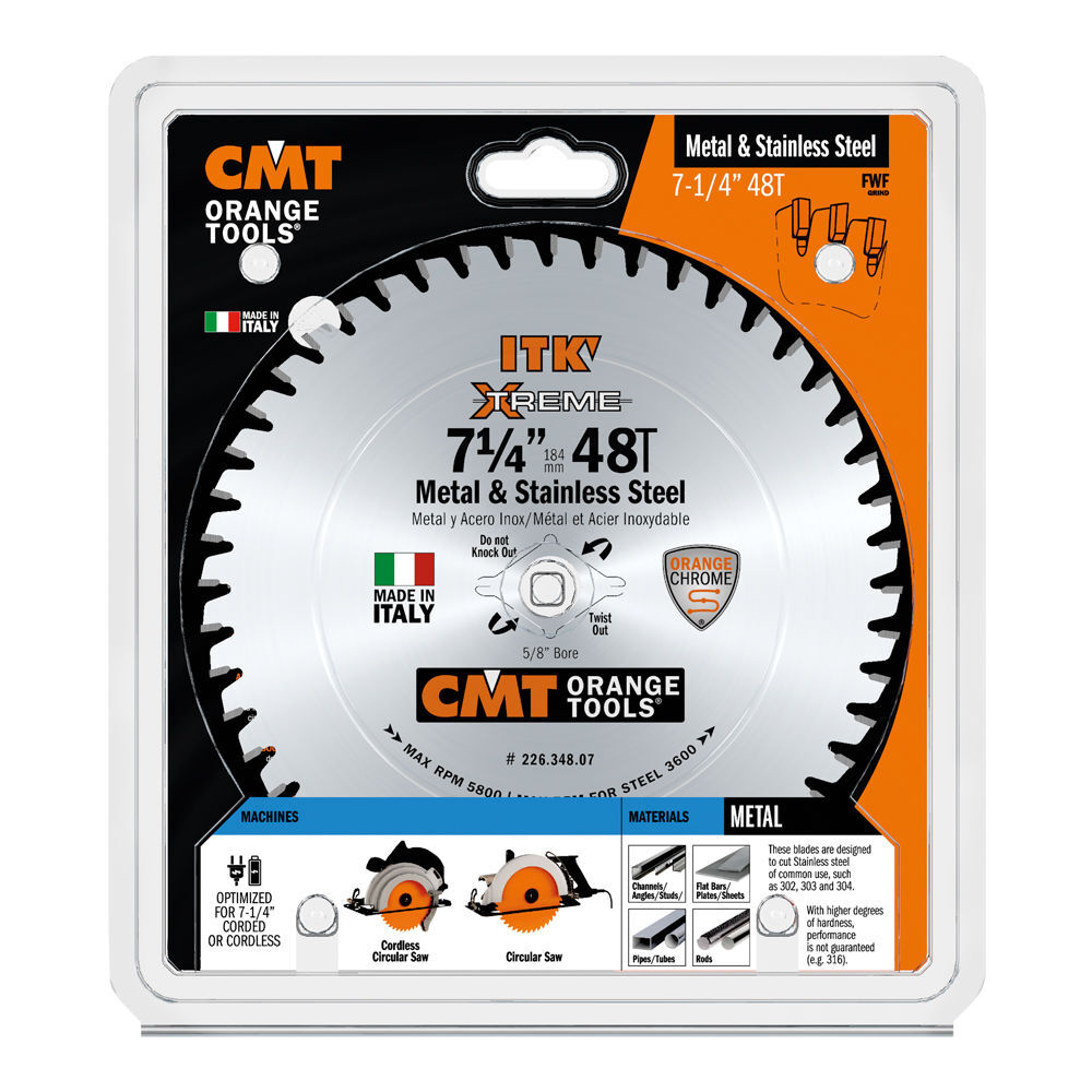 CMT 7-1/4in 48T Metal & Stainless Steel Circular Saw Blade, large image number 3