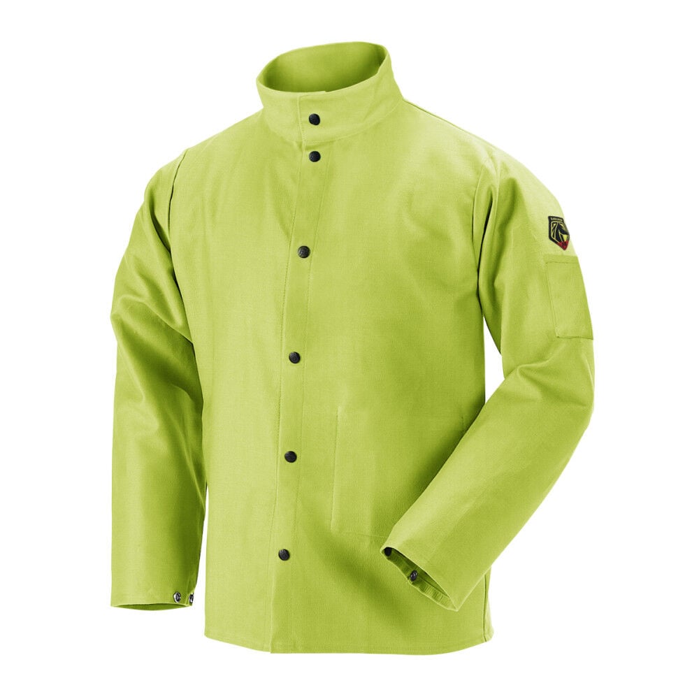 Black Stallion Welding Jacket 9oz Safety Green FR Cotton XL – FL9-30C-XL