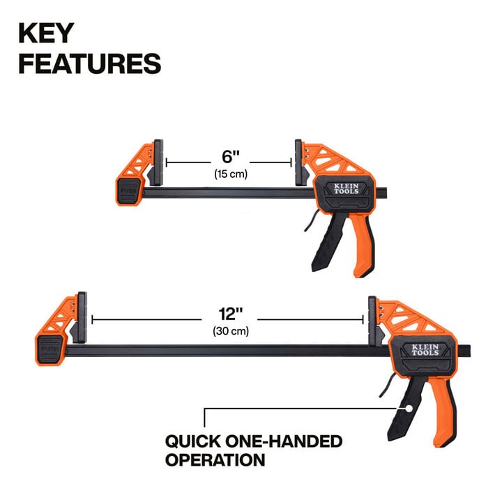 Klein Tools Speed-Klamp 6-Inch and 12-Inch, 150-Pound, 4-Pack, large image number 2