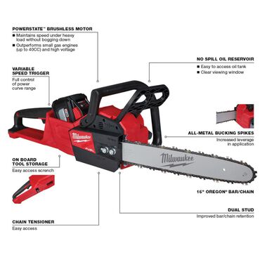 Milwaukee M18 FUEL 16 in. Chainsaw Kit, large image number 3