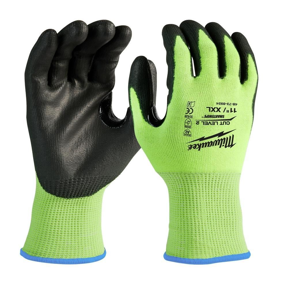 Milwaukee High Visibility Cut Level 2 Polyurethane Dipped - Size 2XL - 48-73-8924