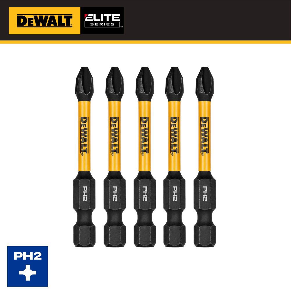DEWALT Elite Series 2-1/4 Inch PH2 Bits, 5 Pieces, large image number 2