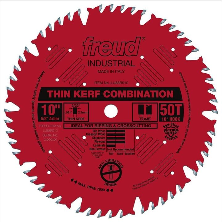Freud 10in Thin Kerf Combination Blade with Perma-SHIELD Coating, large image number 0