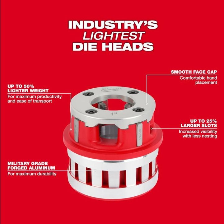 Milwaukee 2inch ALLOY NPT Forged Aluminum Die Head, large image number 5