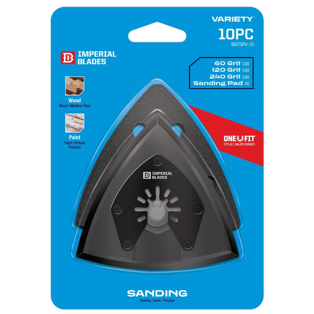 Imperial Blades One Fit 3-1/2in Oscillating Triangle Sanding Pad + Sandpaper Variety Pack 10PC, large image number 3