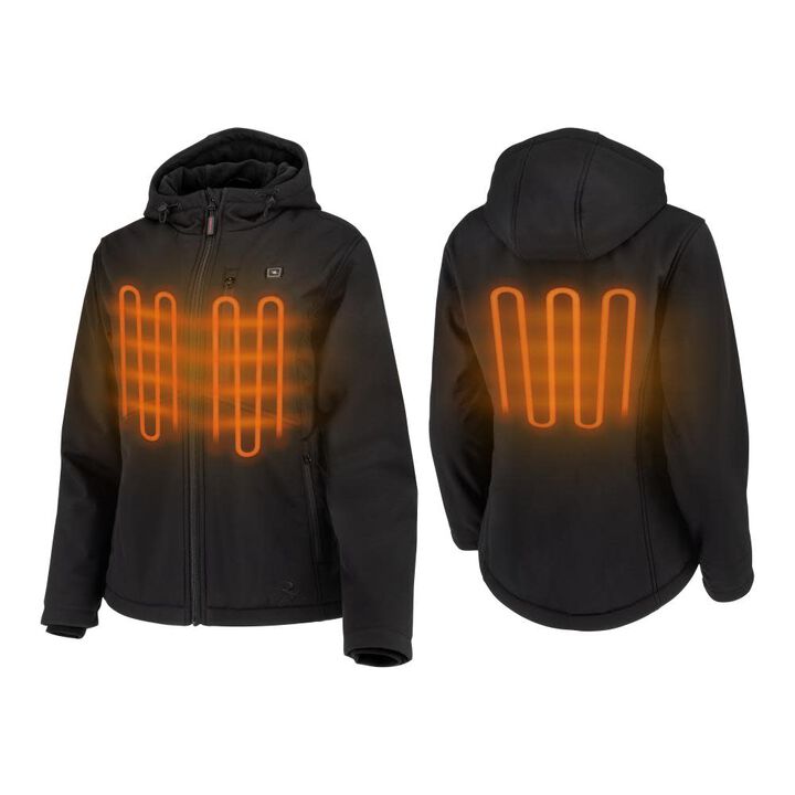 Radians Soft Shell Womens Heated Jacket Kit with Battery, Black, Medium, large image number 1